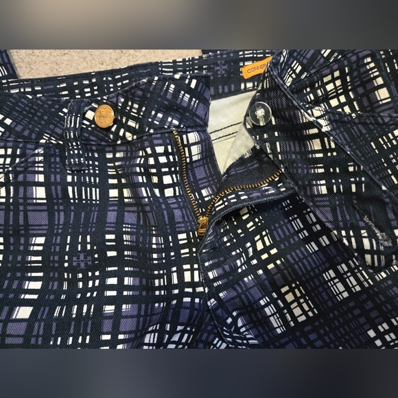 TORY BURCH Navy/ Purple/ White Plaid Lightweight Cotton Pants. Size 28 - Picture 8 of 16